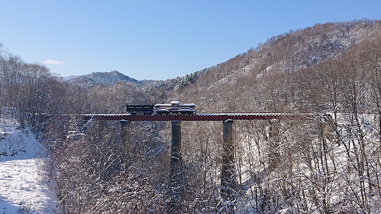 冬の旧三井芦別鉄道炭山川橋梁